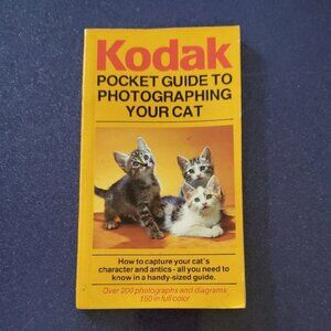 Cat Bundle of Artisan Silver Cat Earrings & Kodak Cat Photography Guide 1985